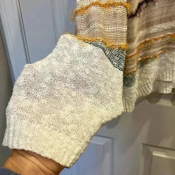 Anthropologie Sparrow Elvra Hoodie Pullover Neutral Geometric Pattern Sz M - Picture 4 of 11